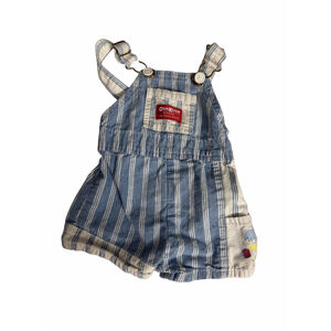 Vintage Baby OshKosh B'gosh Overall short 6-9 Months Blue White Striped beach